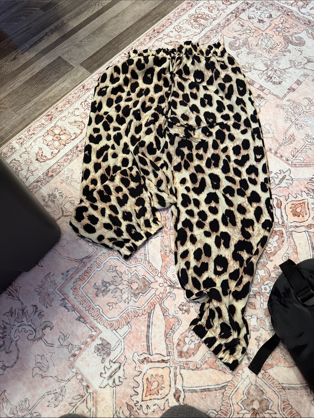 SHEIN Leopard Print Pants - Beige & Black